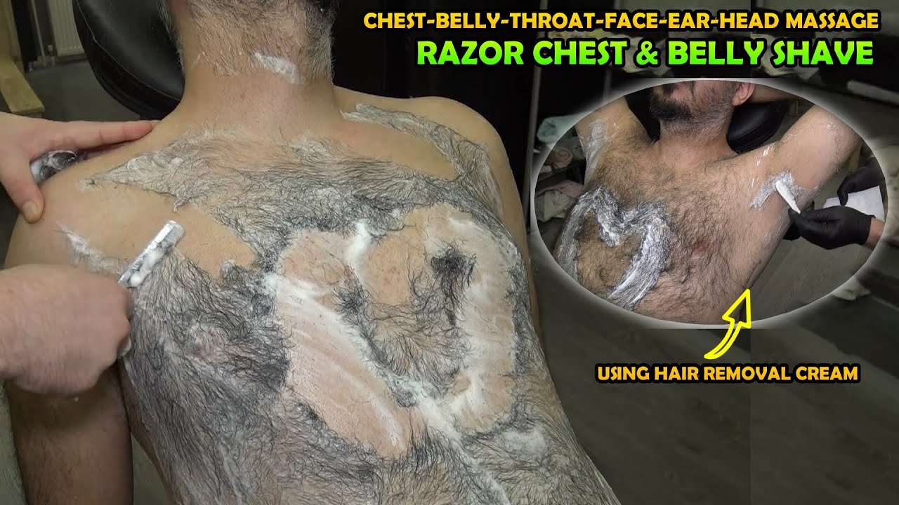 💈 RAZOR CHEST & BELLY SHAVE + ARMPIT HAIR REMOVAL | ASMR Body Massage & Cracks
