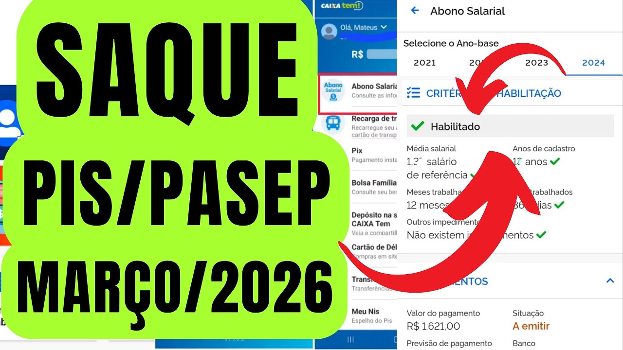 SAQUE PIS/PASEP 2024 EMITIDO NO BANCO 14/02/2026 - PAGAMENTOS DO ABONO SALARIAL CALENDÁRIO 2026