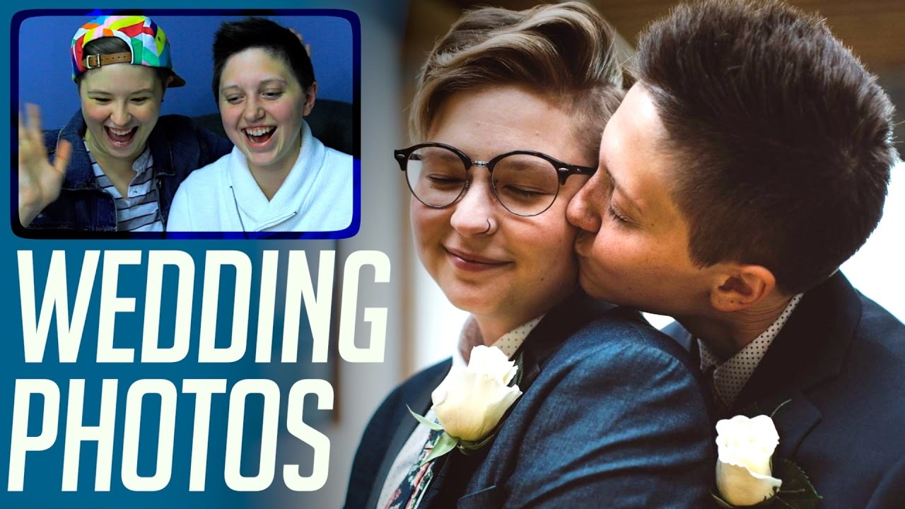 seeing our wedding photos for the first time.
