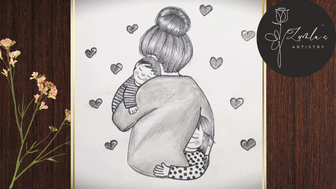 How to Draw a Mother And Daughter || Mother's Day Drawing || Pencil sketch for beginners || drawing