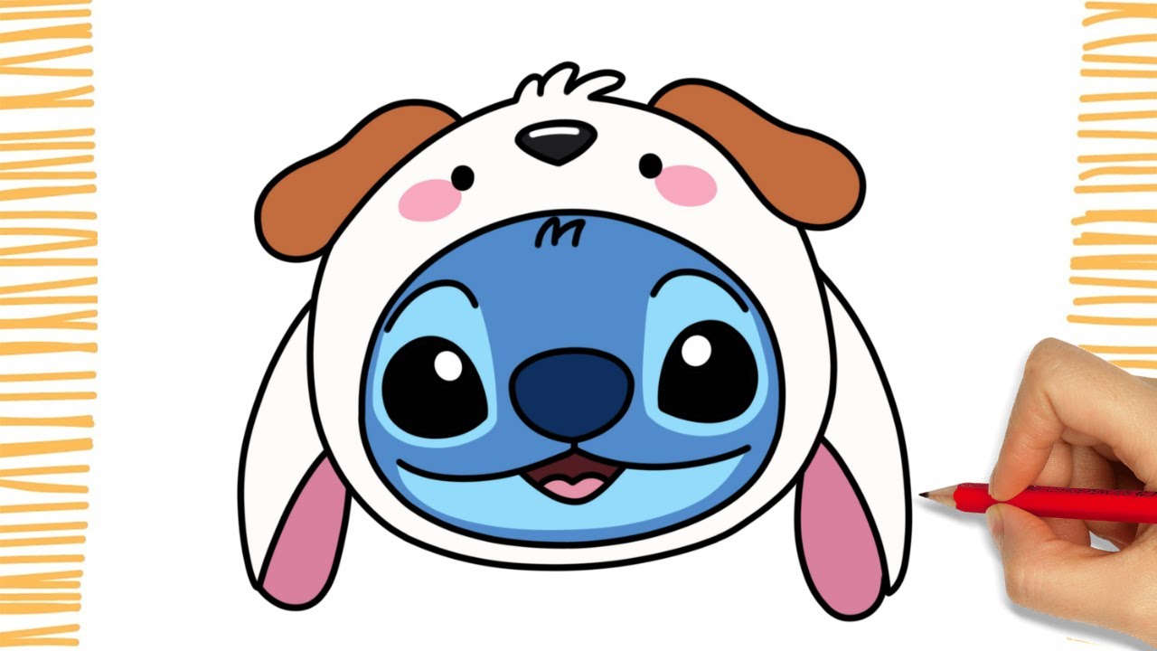 How To Draw STITCH WEARING A DOG OUTFIT I Easy