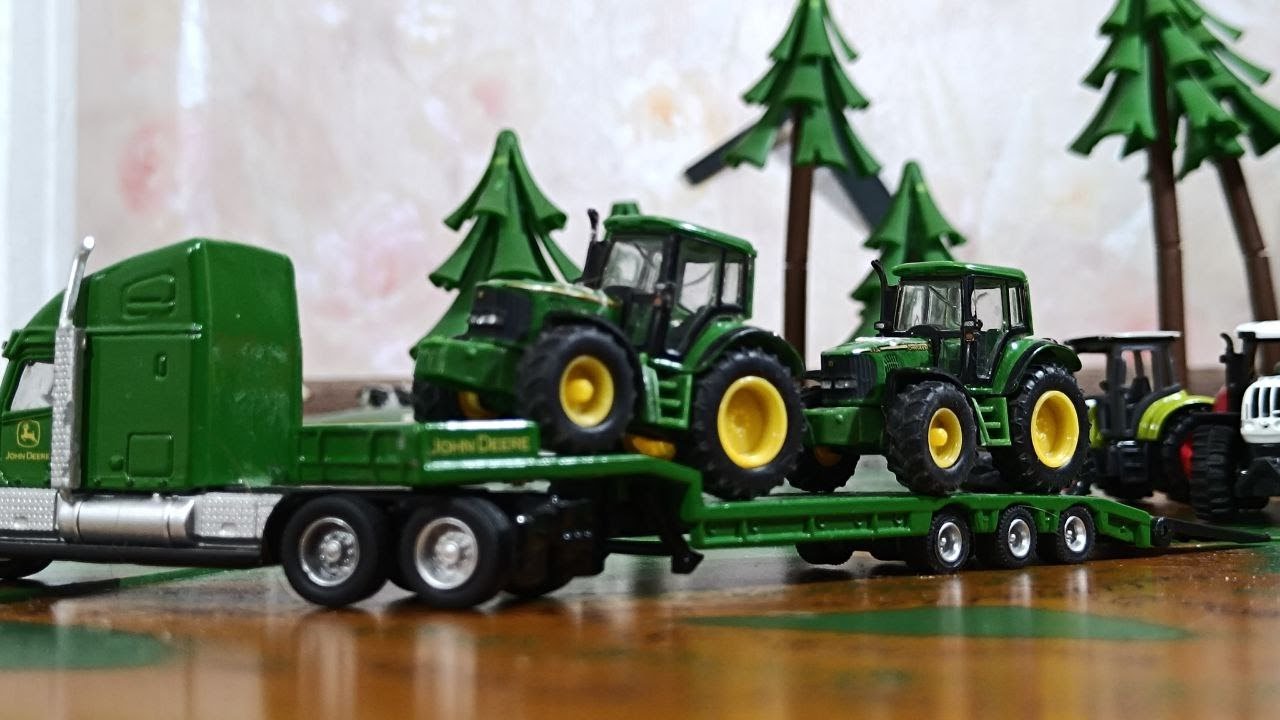 Siku 1837 - Low Loader with John Deere Tractors / Tieflader mit John Deere Traktoren