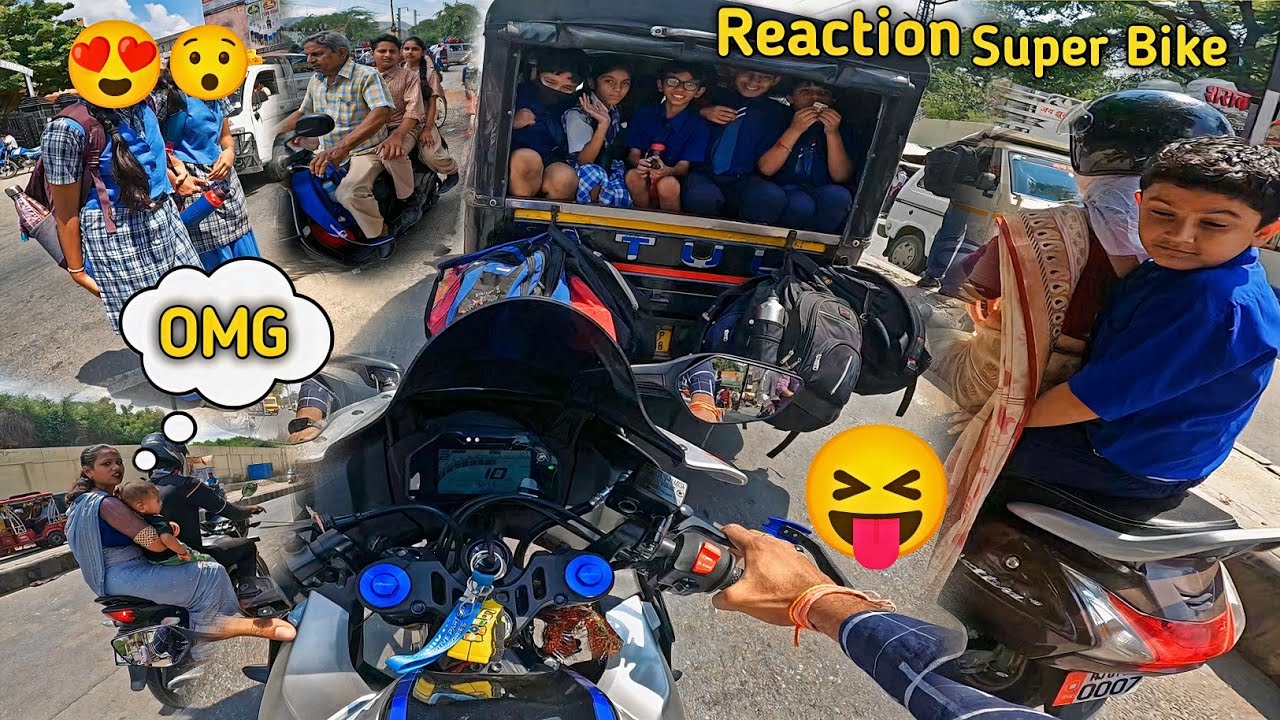 School Girls Happy Reaction On My R15 M & School Boys Crazy Reaction On Loud Exhaust 😝