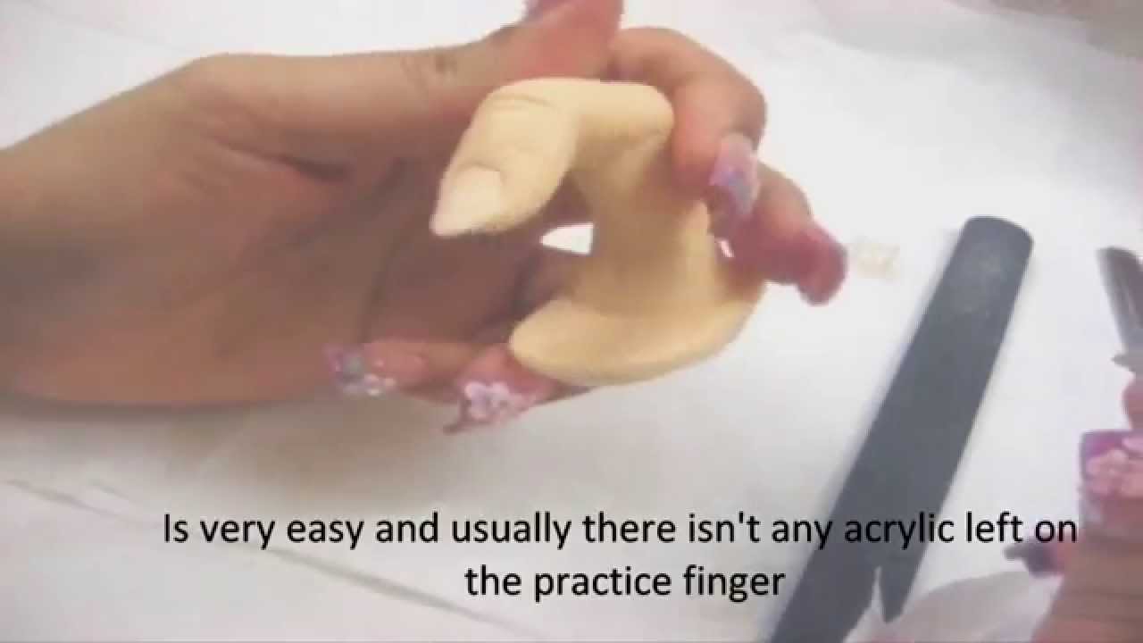 How I like to remove the acrylic nail from practice finger