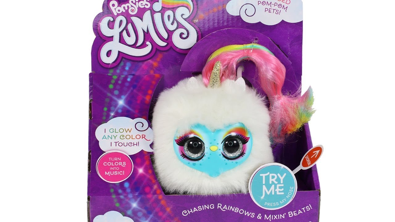 Pomsies Lumies Sparkle Rush Rainbow Charged Pom Pom Pets Unboxing Toy Review