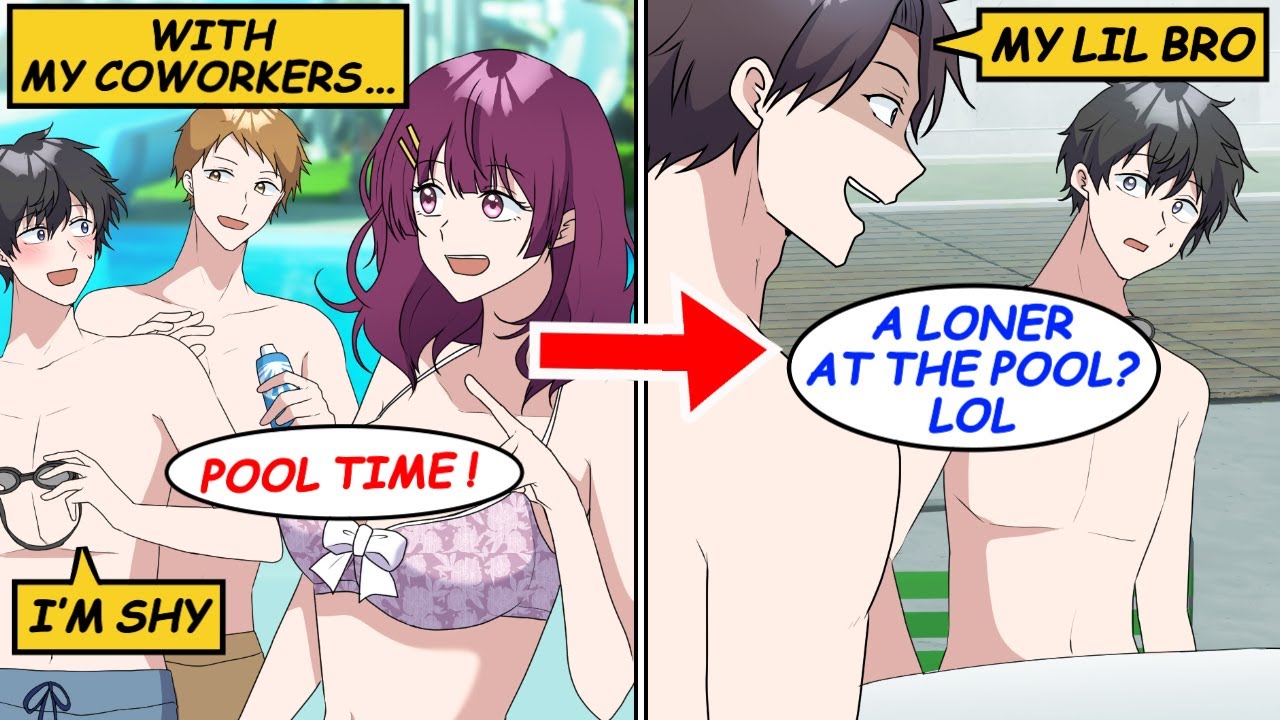 I was mocked by my little brother for being a loner at the pool… then coworkers arrived!? [Manga]