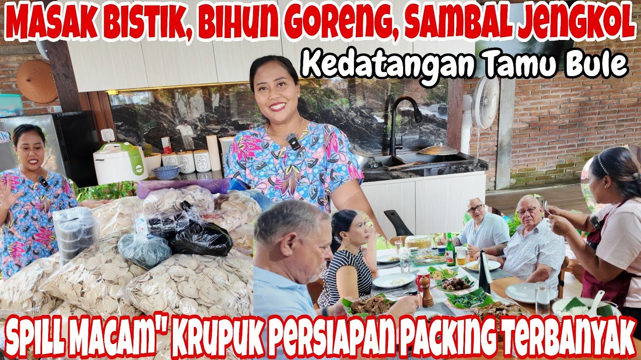 MASAK BANYAK‼️BISTIK DAGING,BIHUN GORENG SAMBAL JENGKOL DLL || MASAK TANPA CABE BUAT TAMU BULE 