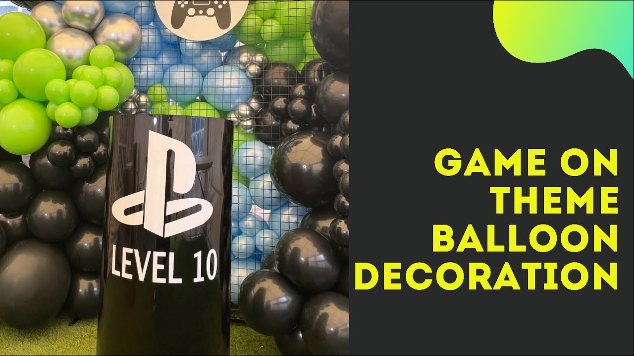 HOW TO: BALLON GARLAND ON ARCH MESH BACKDROP. GAME ON THEME|BALLOON DECOR FOR BOYS|PLAYSTATION THEME