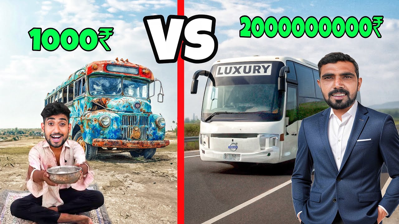 Low Budget vs High Budget Bus &ndash; 24 Hour Survival Challenge 🚌