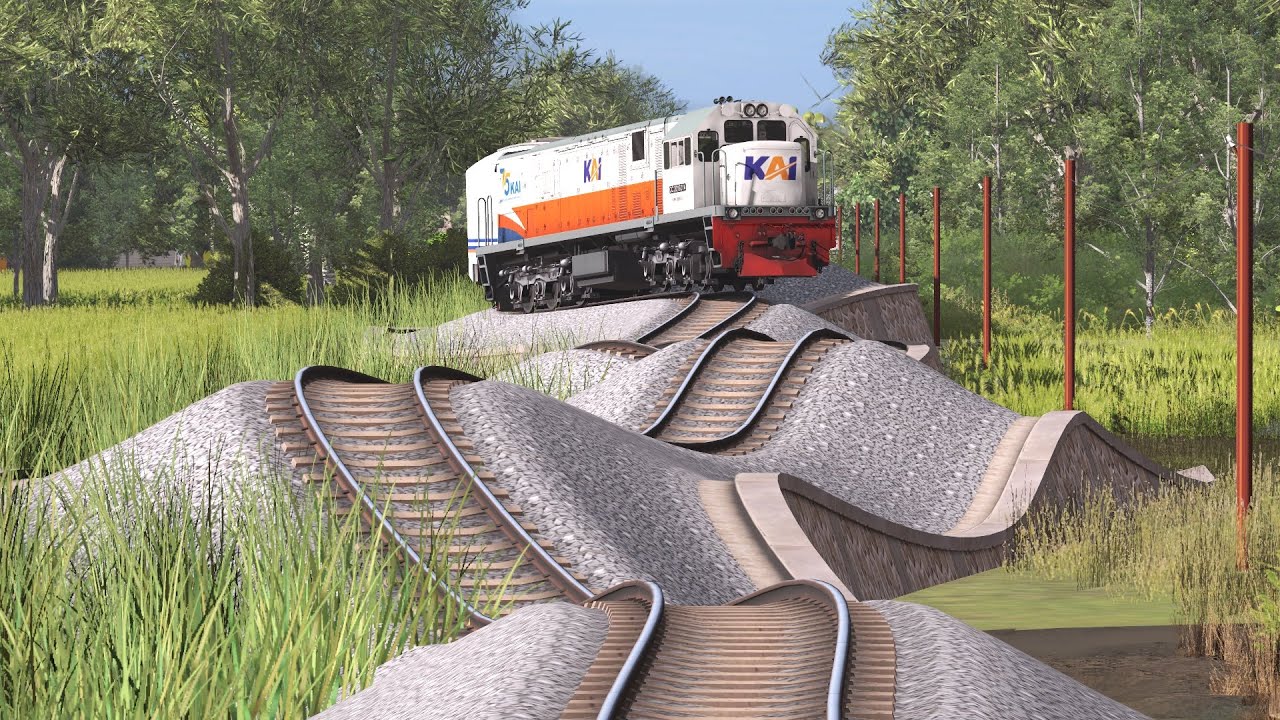 Rel Mengguncangkan Kereta Api Panjang VS Kereta Api Pendek