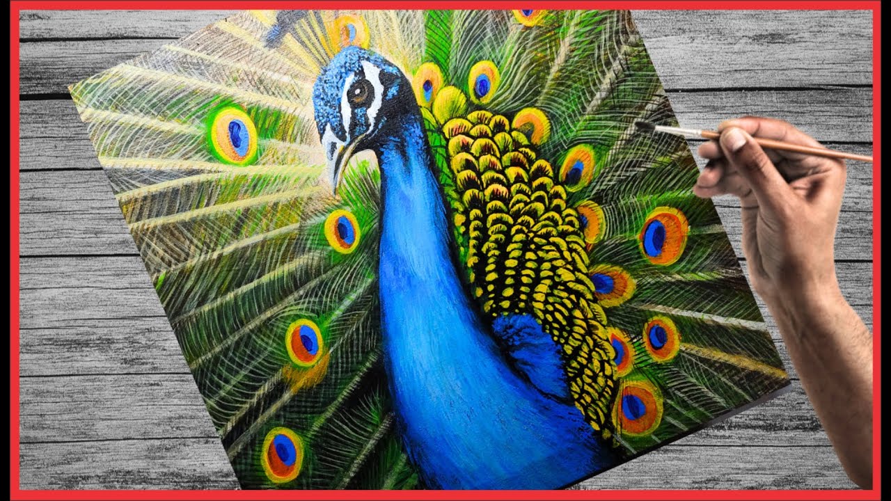 APRENDE a PINTAR un Pavo Real con Pintura ACRILICA Facil