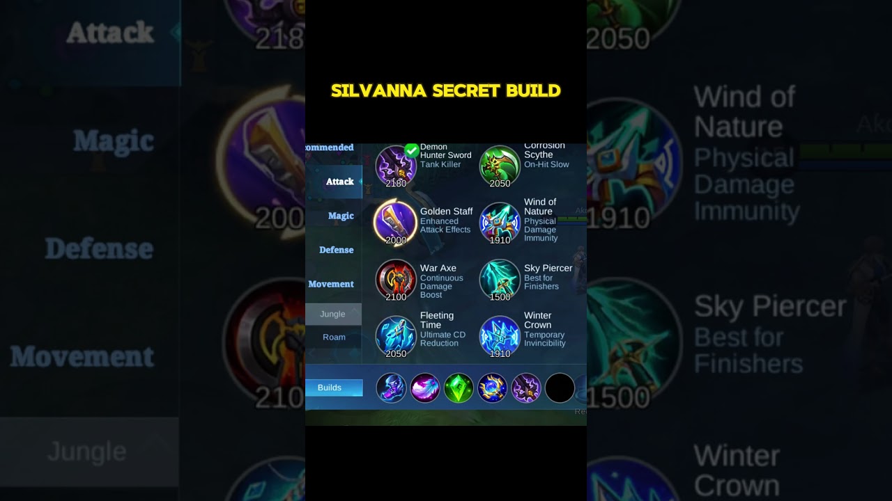 ✅Silvanna secret build! #mlbb #shorts #mlbbshorts #silvanna