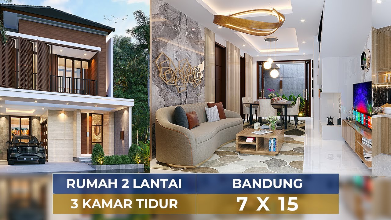 DESAIN RUMAH MODERN DENGAN LEBAR 7 METER DAN 3 KAMAR TIDUR DI BANDUNG !! - JASA DESAIN RUMAH MODERN