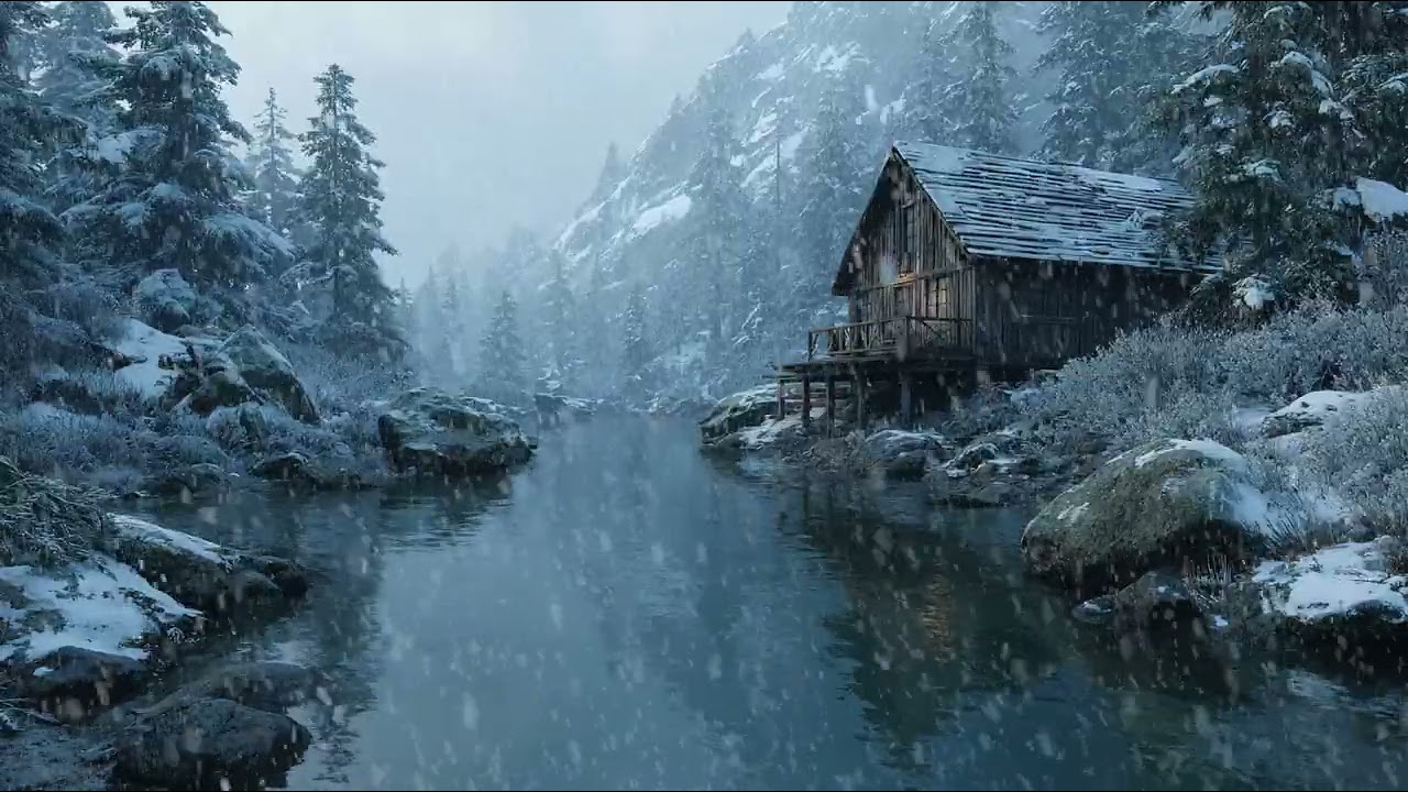 Cold Wind Through Snowy Night | Winter Sleep Ambience for Relaxation Inner Peace and Better Rest