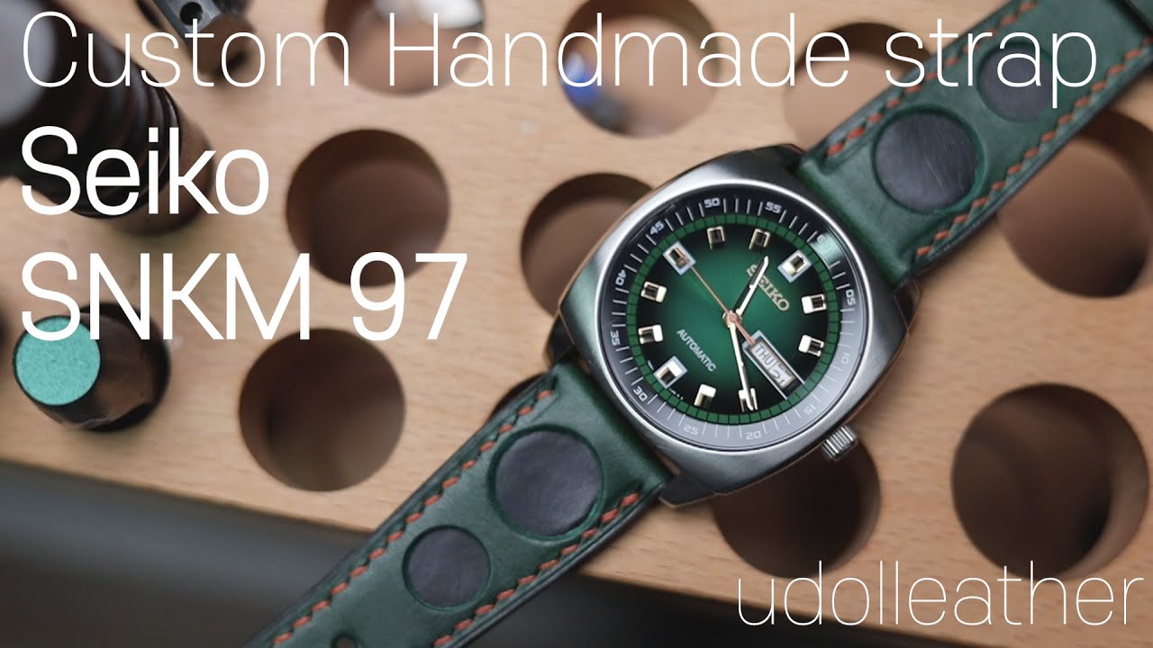 Custom strap for Seiko SNKM97, handmade leathercraft watch strap
