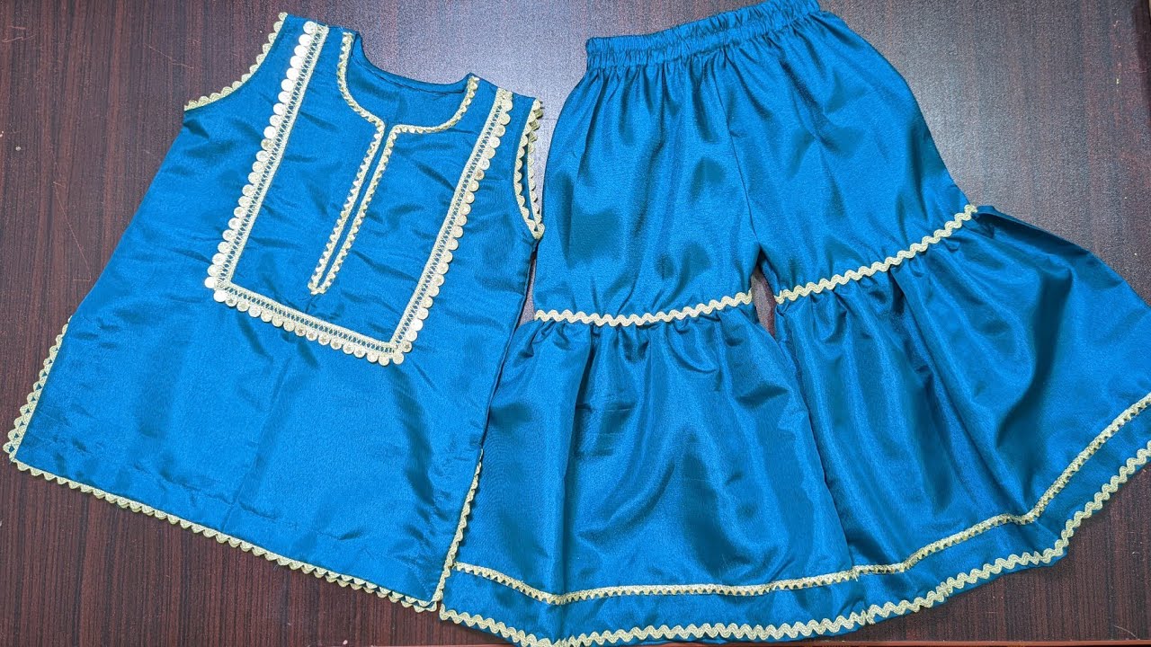 Fancy baby girl dress cutting and stitching || 2 year baby dress with gota lace cutting n stitching