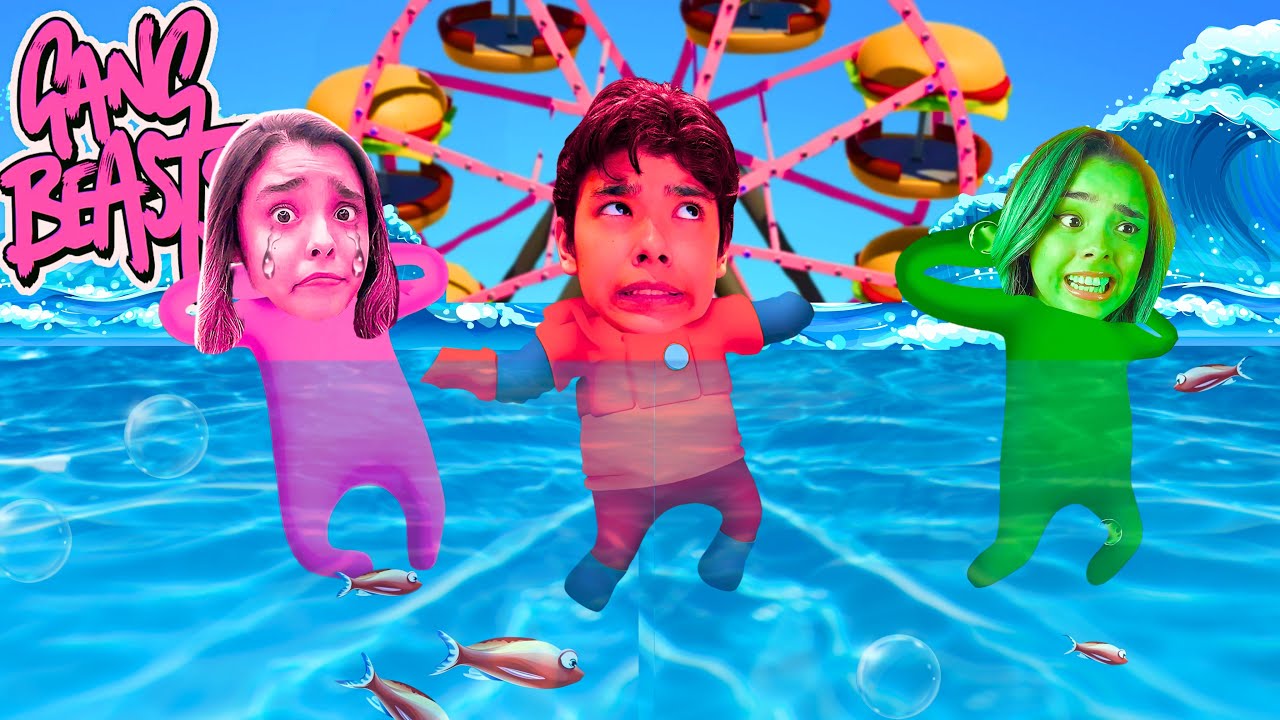 AS MASSINHAS SOBREVIVEM ao TSUNAMI GIGANTE no GANG BEASTS !