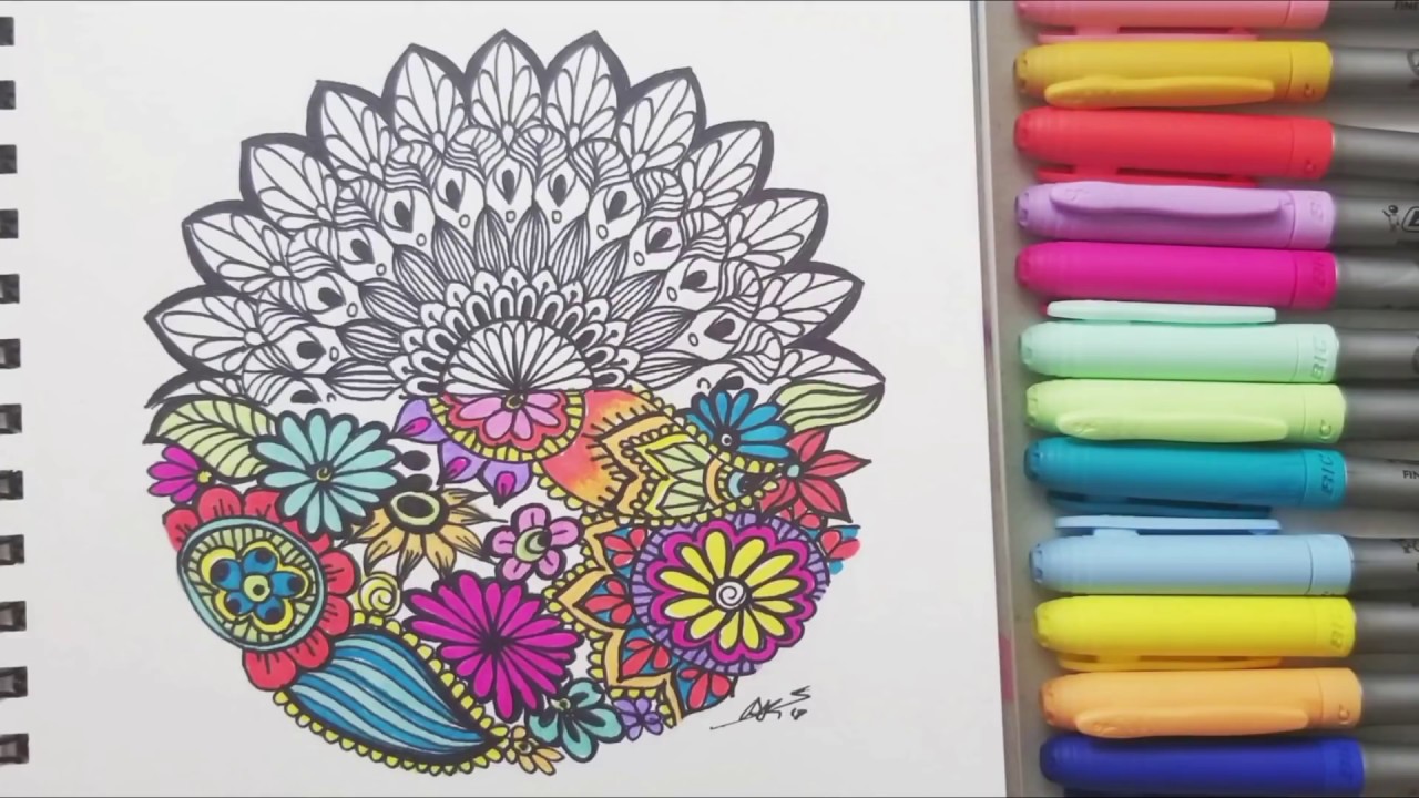 Como hacer una mandala mitad a color | How to draw a #mandala half #color | Shantal Art
