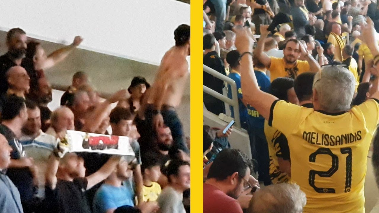 Χατζηχρήστος, Μελισσανίδης & κουρέλια θύρα 40 και ξεκινάει το πάρτι παλιά συνθήματα #aek #aekfc