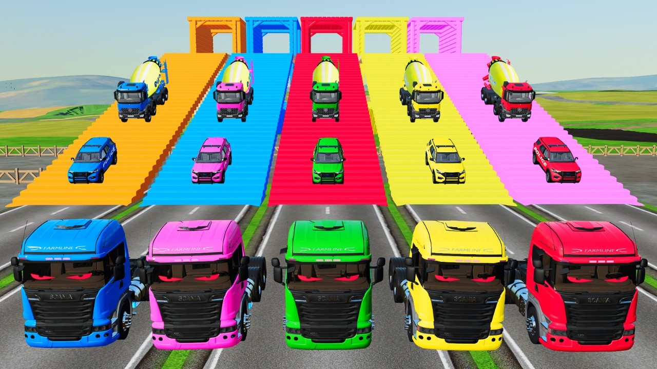 Garage with Colors - ALL MIXER TRUCK WITH DOUBLE FLATBED TRAILER TRUCK, DAF, VOLVO - FS22 #81