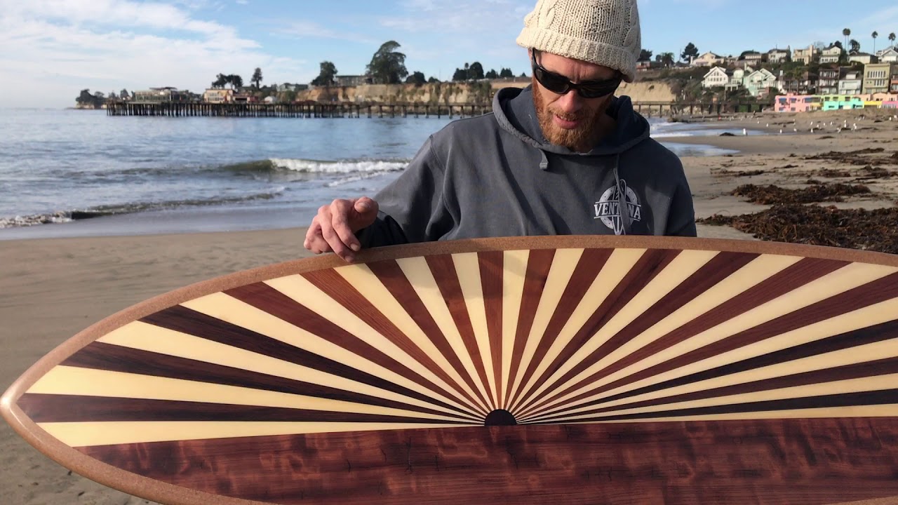 Describing the Basler Sunburst 7'2" Wooden Surfboard