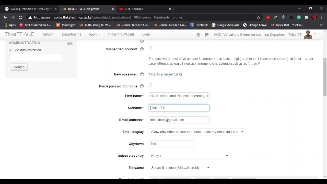 How learners /trainers  edit profile  details in the learning Management system (LMS)
