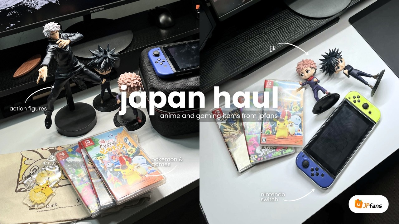 japan anime and gaming haul 🎮 | unboxing my jpfans haul, action figures, nintendo switch
