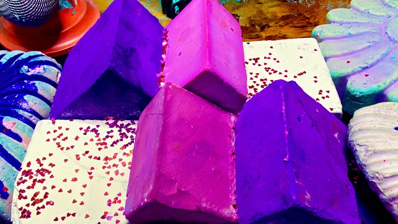 Pink, Purple and Plain Soft Blocks + Crumbly reforms | Oddly Satisfying | Gym Chalk ASMR