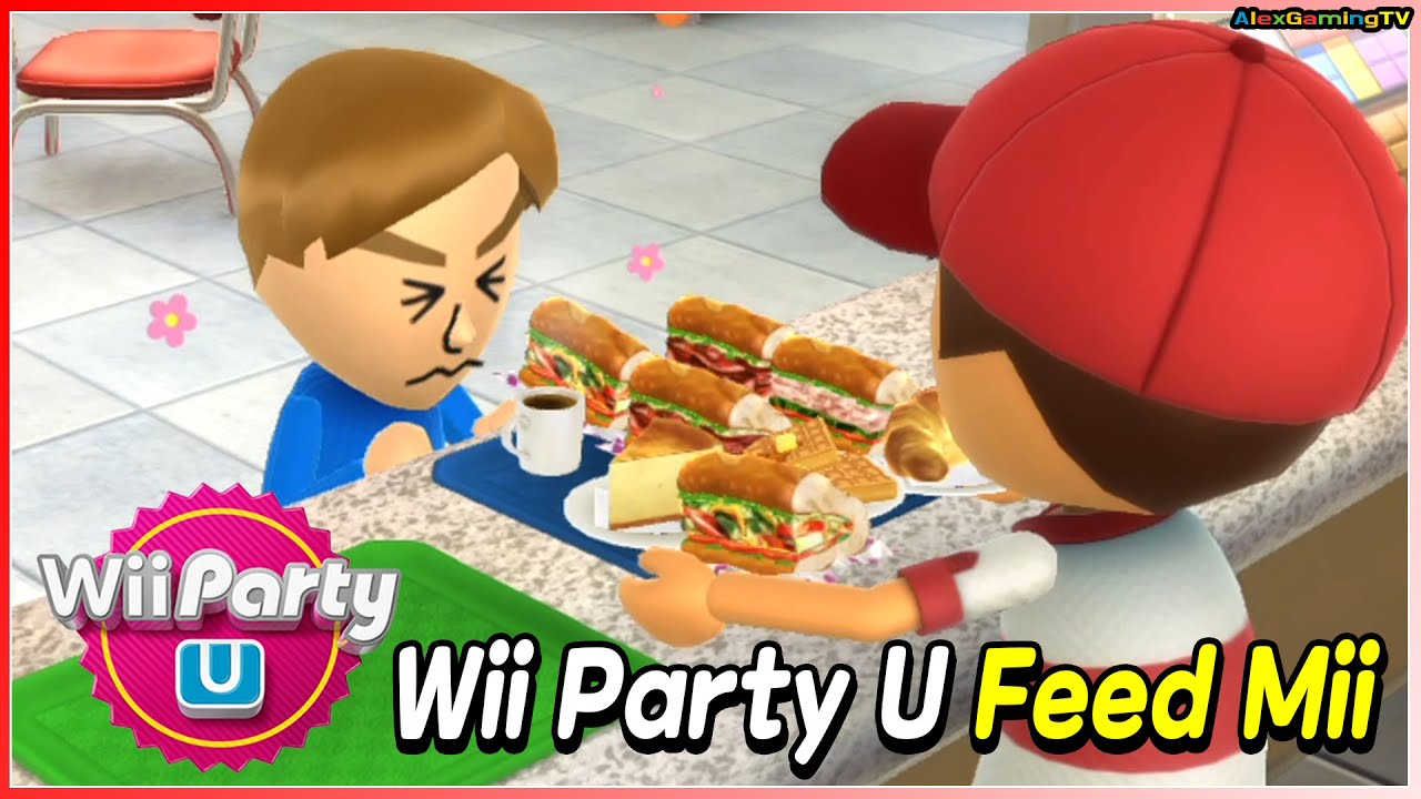Wii Party U Feed Mii gameplay 🎵 (Play movies) Guest B vs Guest C vs Guest D vs Guest E  AlexGamingTV