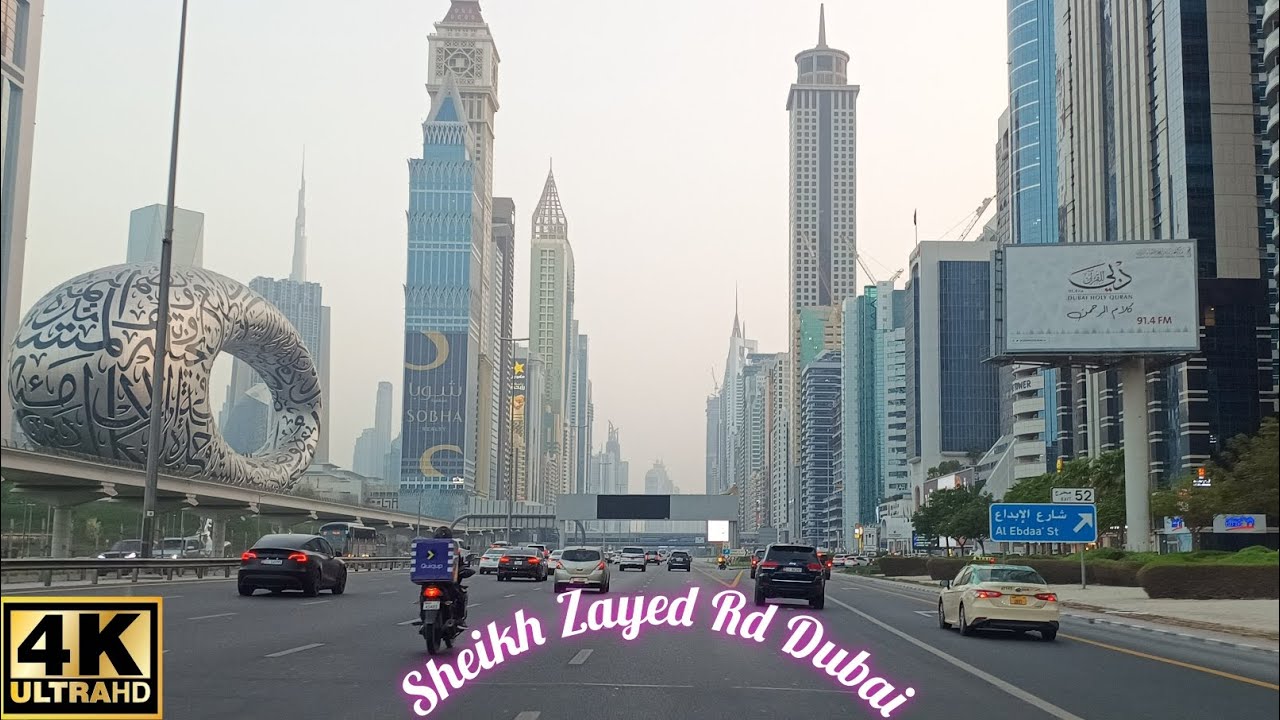 Driving In Dubai, Sheikh Zayed Rd E11 & City Walk Dubai [4k]