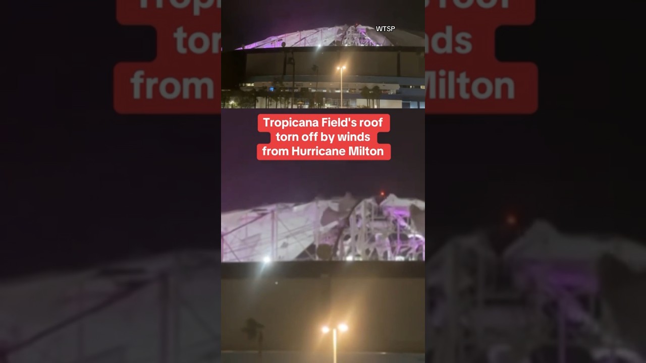 Tropicana Field's roof torn off by Hurricane Milton's winds #shorts