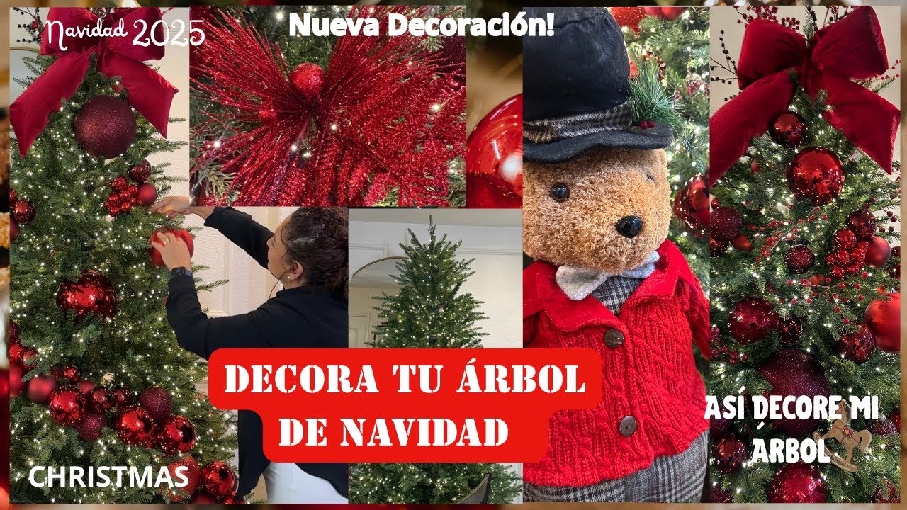 COMO DECORAR EL ARBOL DE NAVIDAD 2025🎄IDEAS de Navidad / Decoración Navideña Red-Burgundy🔴Christmas 
