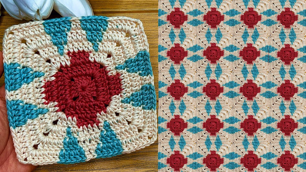 Уникальный мастер-класс по вязанию крючком бабушкиных квадратов с использованием различных цветов...