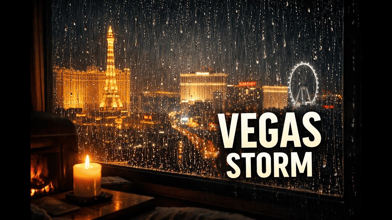 Las Vegas Rain and Thunder Sounds for Sleeping | Night Rain Ambience for Deep Sleep
