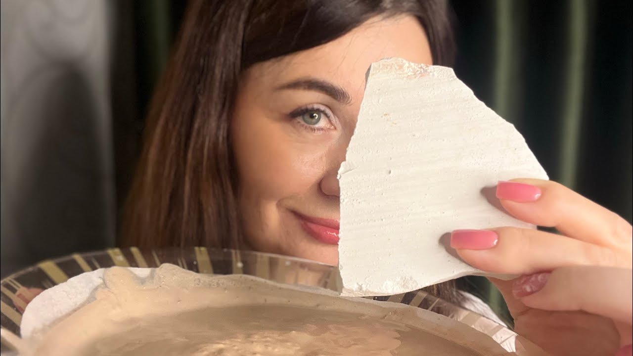 ASMR crunch of chalk&clay/ Серый Жемчуг/Мел от РБ/ Мел Акбулак/ паста сливочная##asmr 