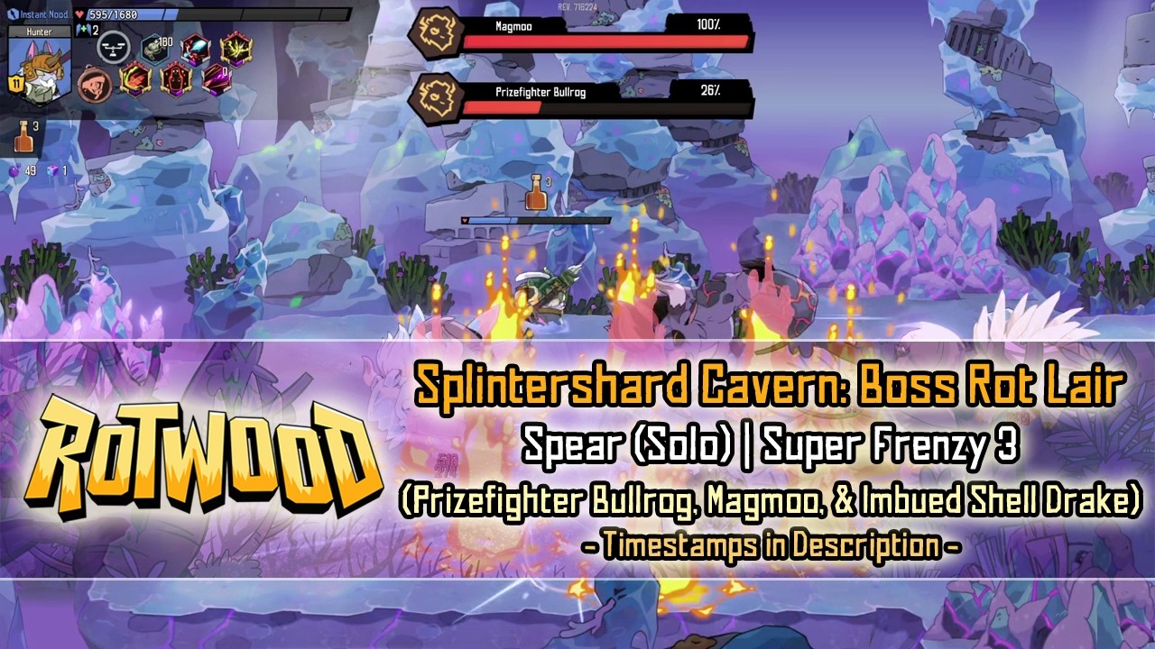 Rotwood - Splintershard Cavern: Boss Rot Lair [Spear SF3] Solo Run (Imbued Shell Drake Boss)