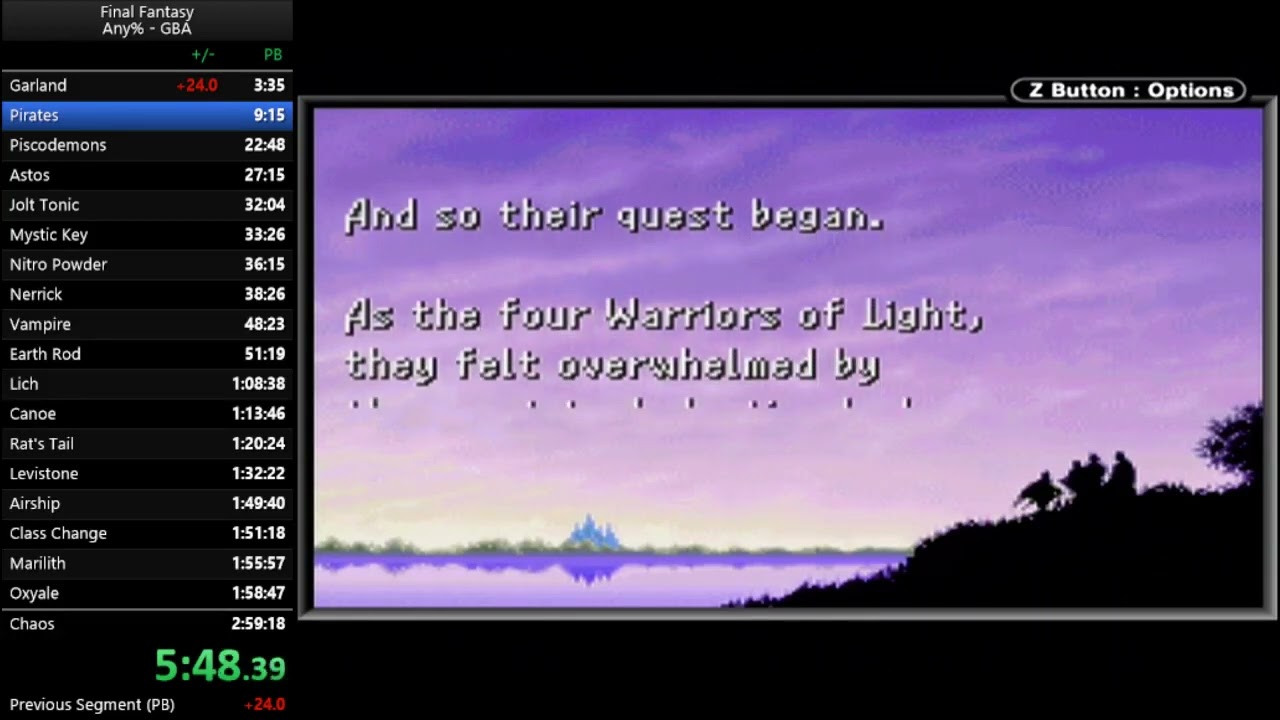 FF1 [GBA] Any% speedrun in 2:55:49 - Current PB as of 9/26/17
