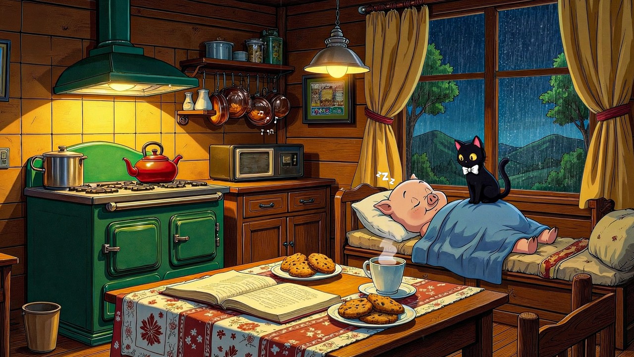 you're in a 1950's cozy night in with nostalgic oldies playing in another room (sleep/study/reading)