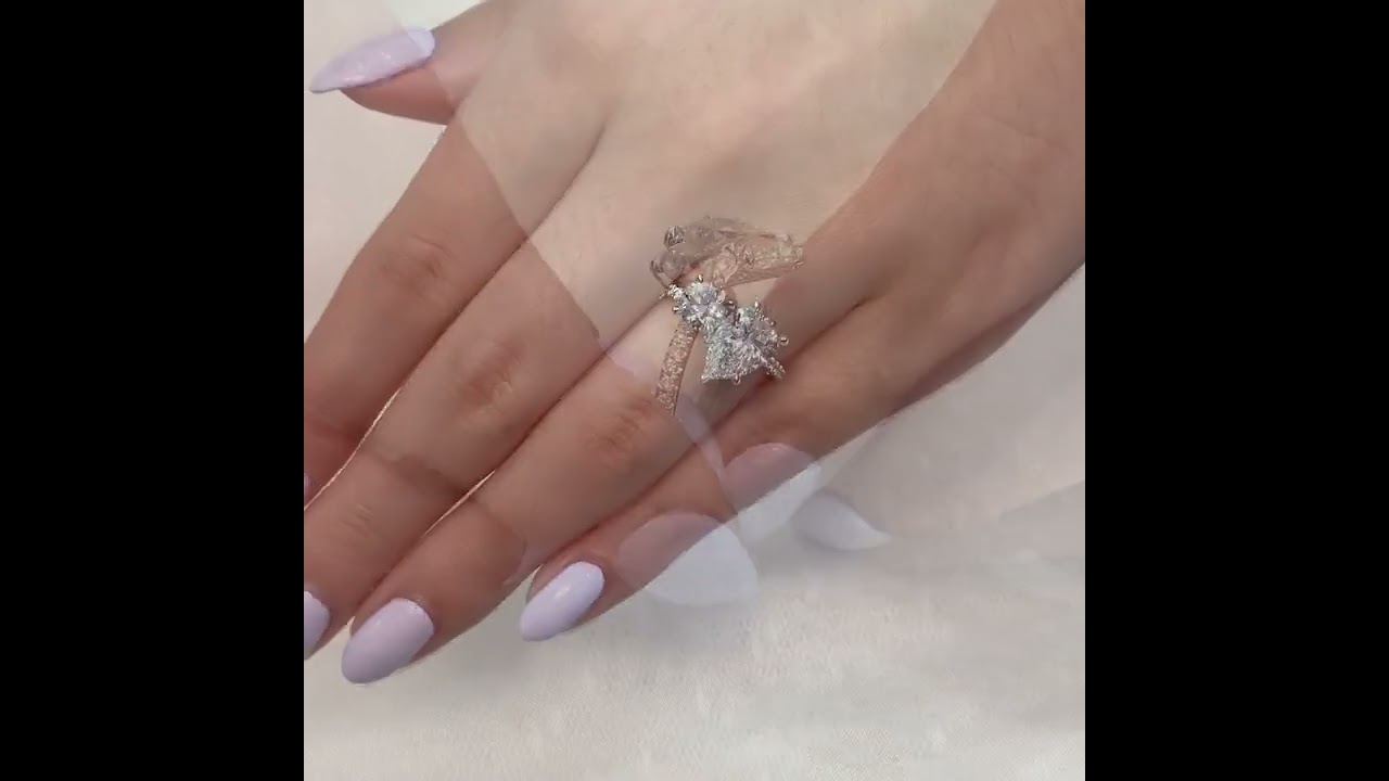 2 carat Pear & 1 carat Round Diamond Duo Ring