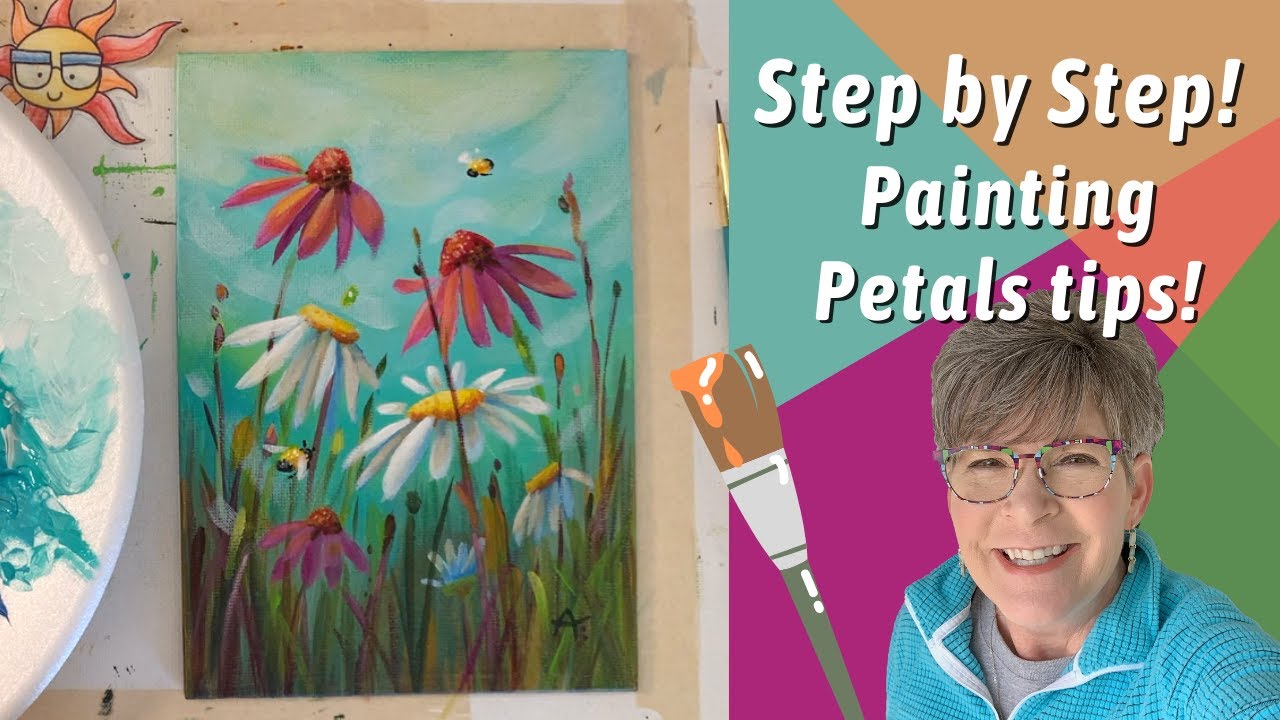 Painting with BRIGHT colors! How To Paint Petals! By: Annie Troe