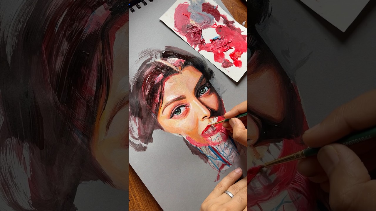 💀🌹 The Beauty Within ❤️ #acrylicpainting #artshorts