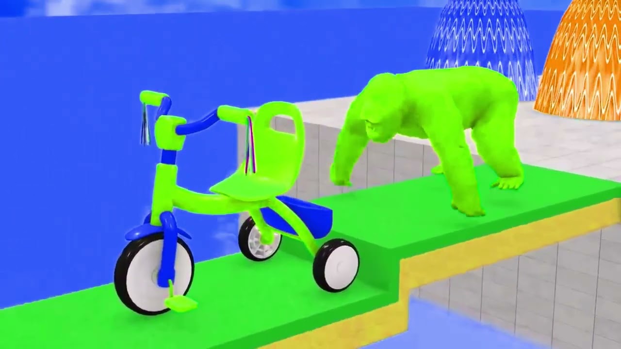 Long Slide Game With Elephant Gorilla Buffalo Hippopotamus Tiger - 3d Animal Game - Funny 3d Animals
