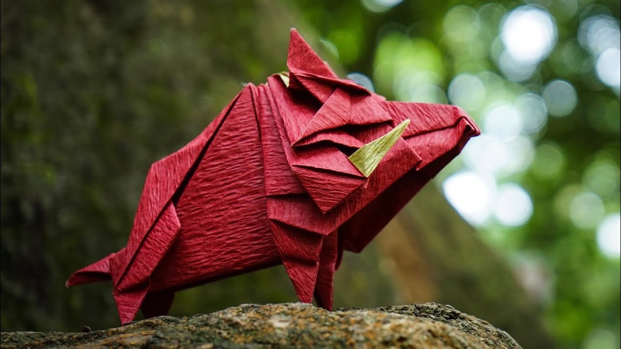 【折り紙/origami】イノシシ（boar）の折り方