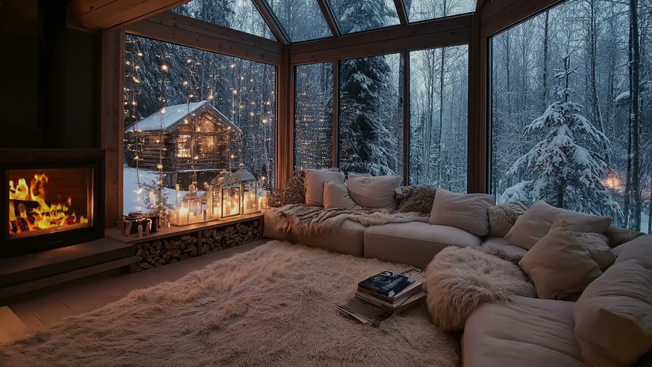Winter Piano & Crackling Fireplace 2026 | Cozy Ambience for Sleep & Relaxation 3 Hours