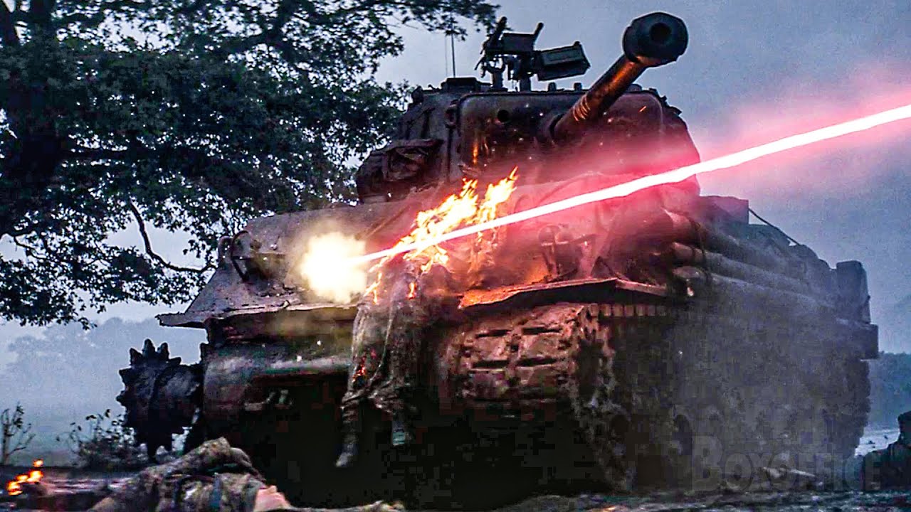 Le tank de Brad Pitt prend un bataillon allemand en embuscade | Fury |