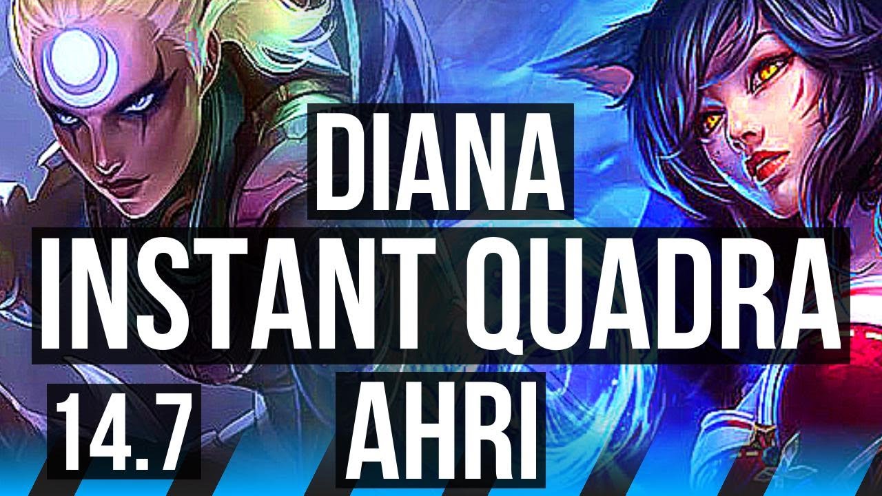 DIANA vs AHRI (MID) | Instant Quadra, Legendary, 11/3/6, 300+ games | KR Diamond | 14.7