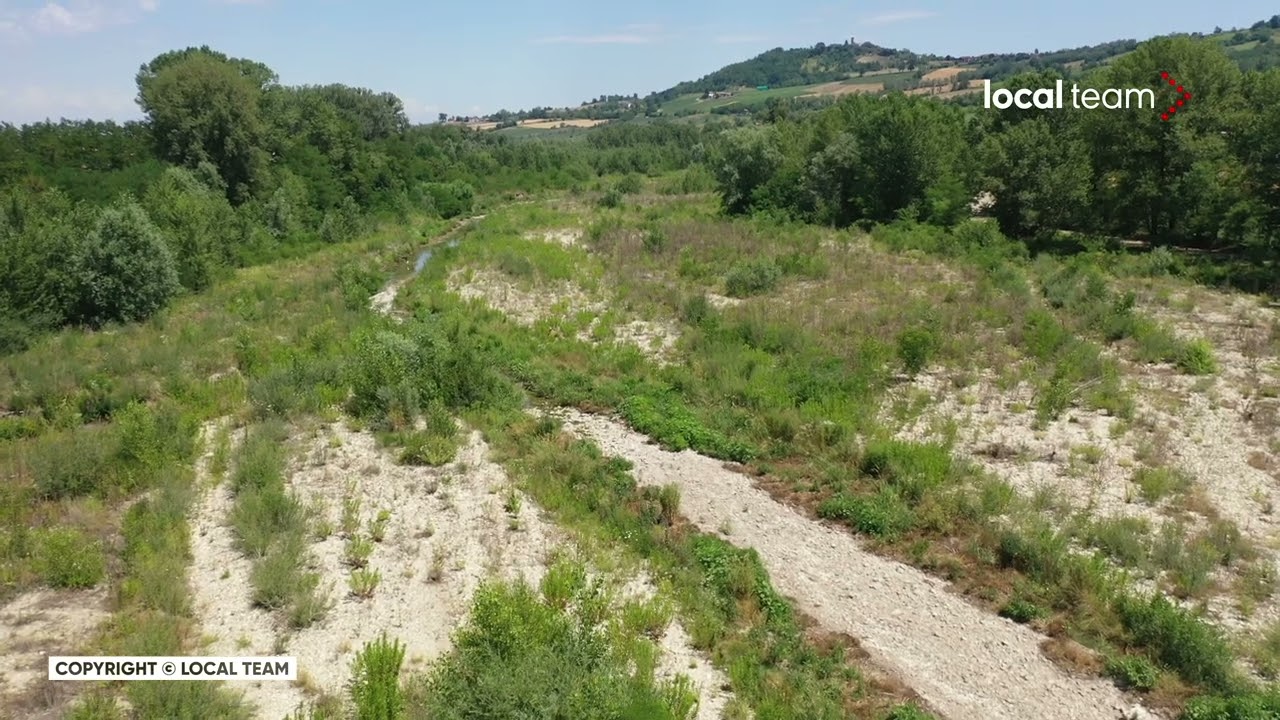 Il fiume Tidone asciutto per la siccità, la situazione a Pianello (PC)
