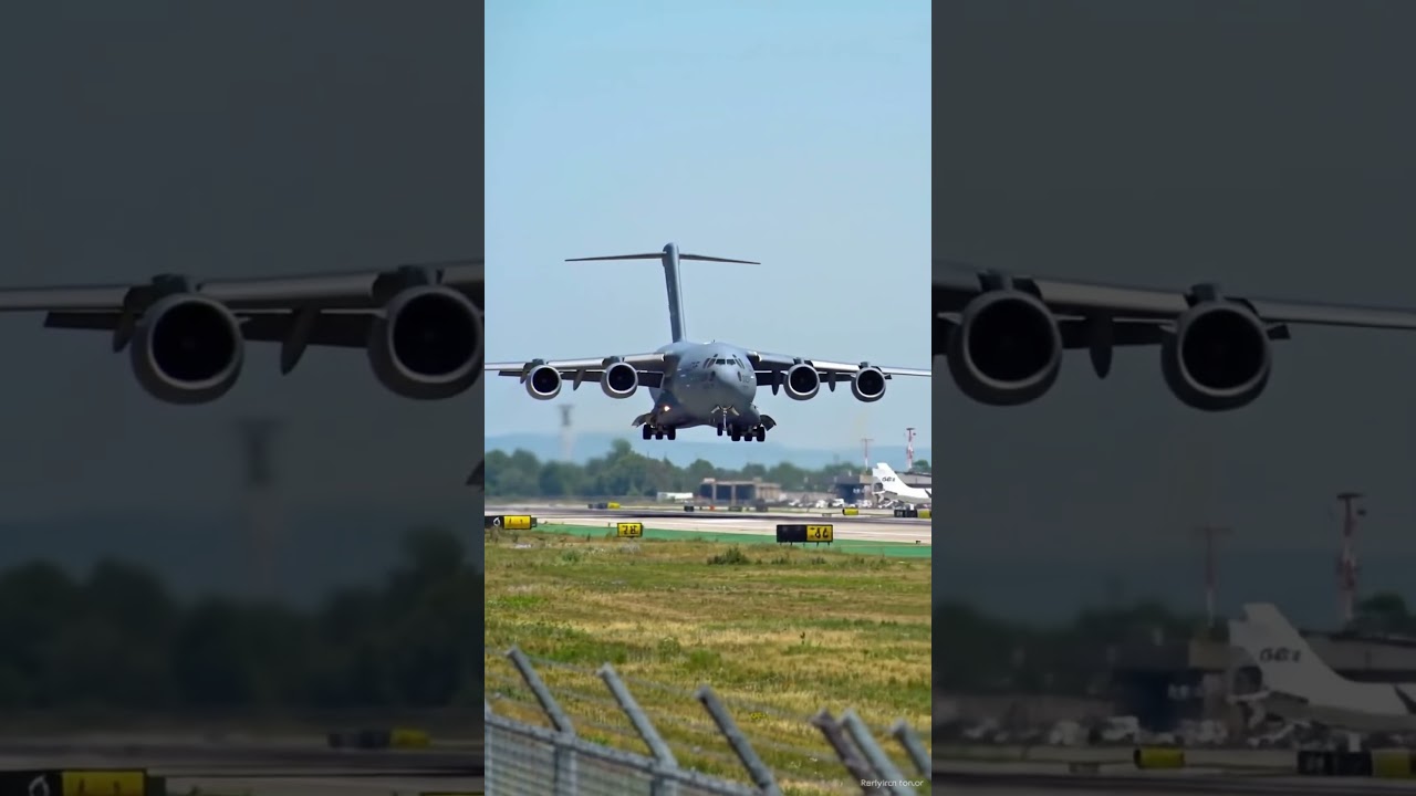Powerful US Military Cargo Plane Landing #USAF #cargoplane #takeoff