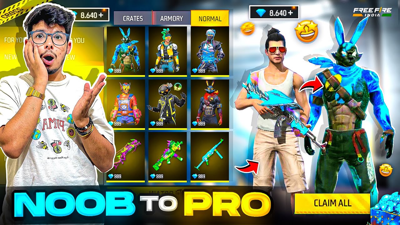Free Fire I Got New Bundles And Gun Skins In Level 1 Id😍🤑 Poor To Rich In 10 Mins -Garena FreeFire