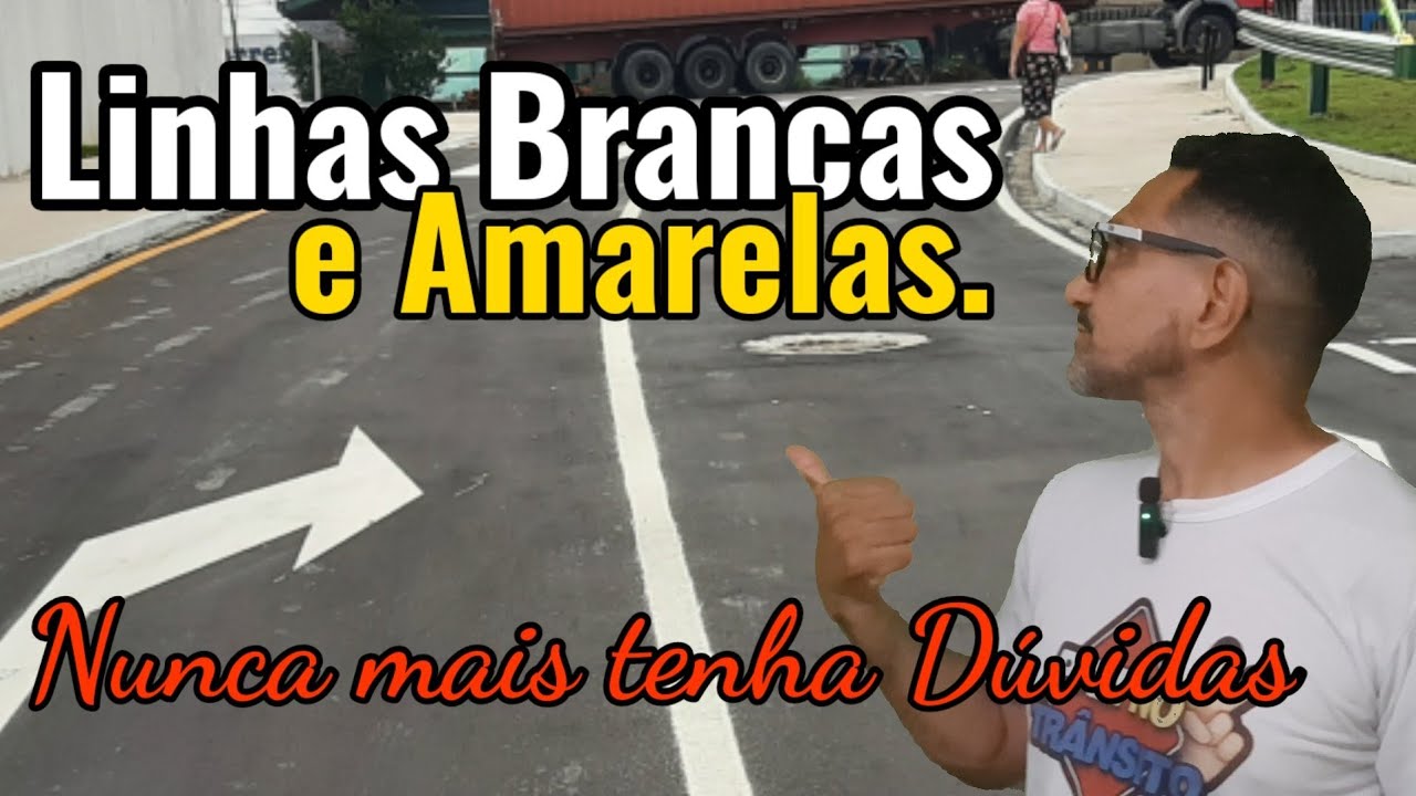 Sinalização de Trânsito Linhas Brancas e Amarelas no Asfalto.